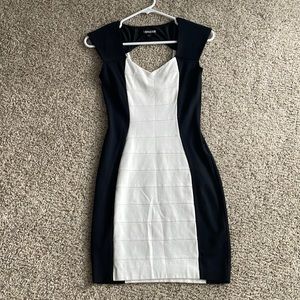Express Black & White Bodycon Dress - Size 0
